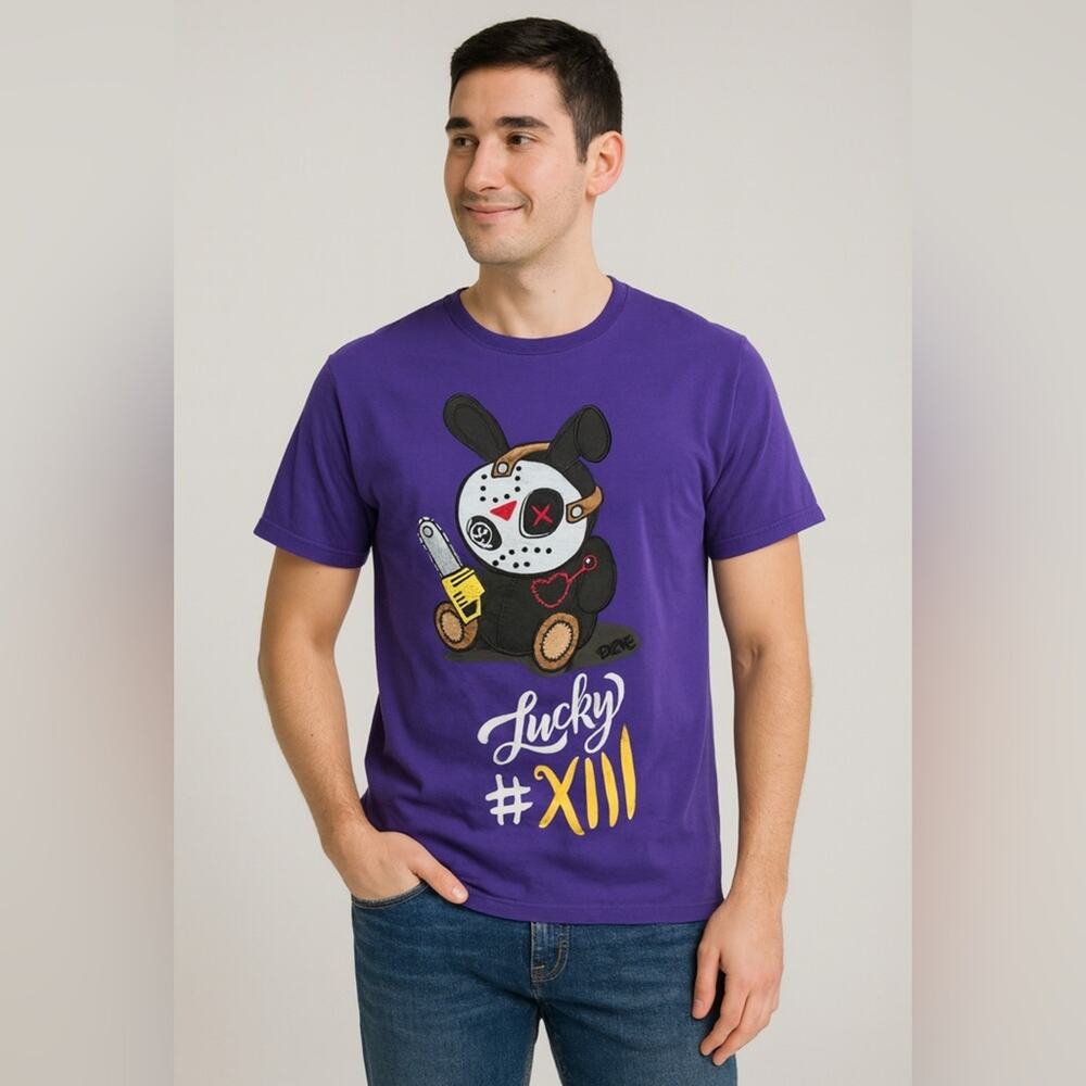 BKYS Lucky #XIII Purple Graphic T-Shirt | Jason Bunny Patch Tee | Size S